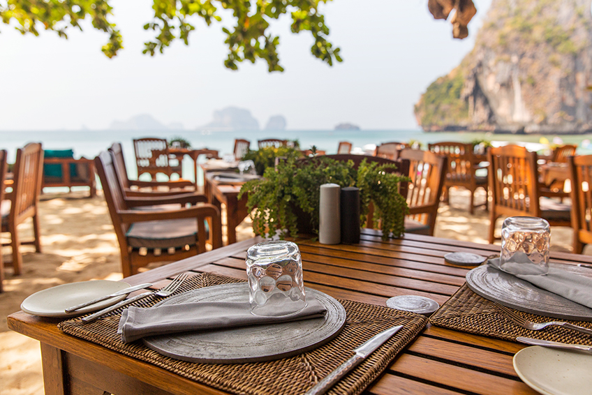 An empty restaurant on the beach
